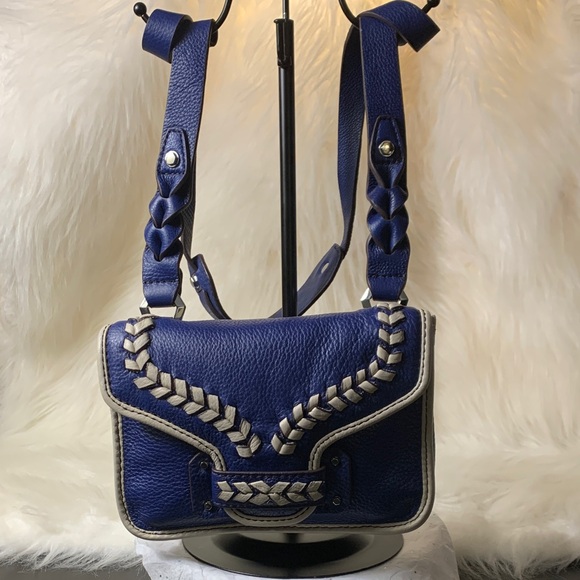 orYANY Handbags - orYANY Embroidered Leather Crossbody/Shoulder HandBag (EUC) Blue/Cream (RARE)